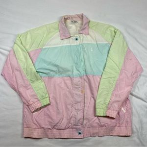 Vintage woman’s multicolor pastel zip up jacket size large